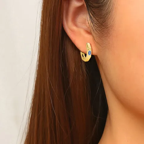 Europe and the United States INS Earrings Inlaid Rectangular Zirconia Ear - view 2