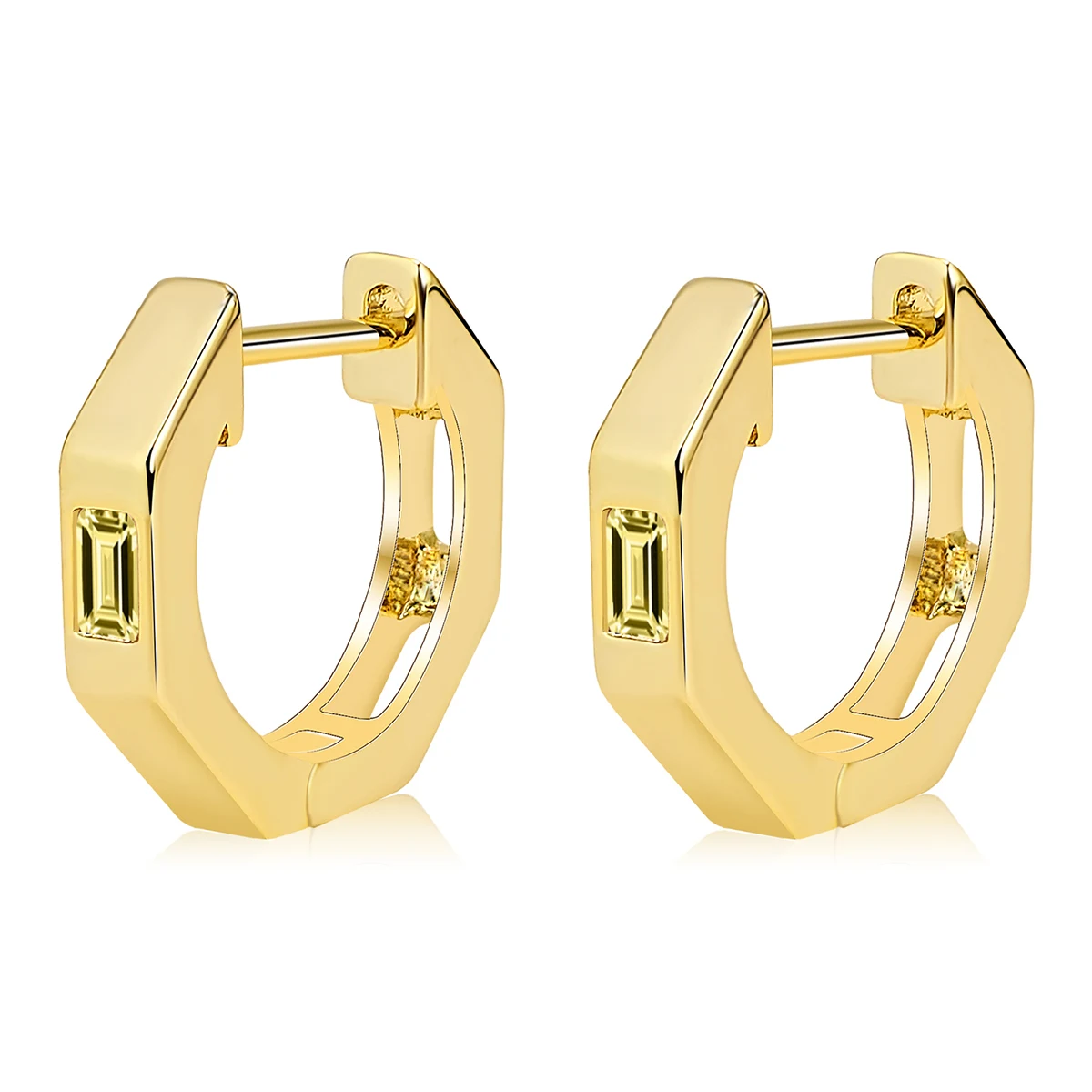 Plated Brass Europe and the United States INS Earrings Inlaid Rectangular Zirconia Ear made by BlueOne Jewelry