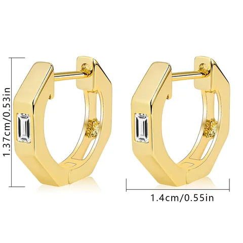 Cubic Zirconia Europe and the United States INS Earrings Inlaid Rectangular Zirconia Ear - view 3