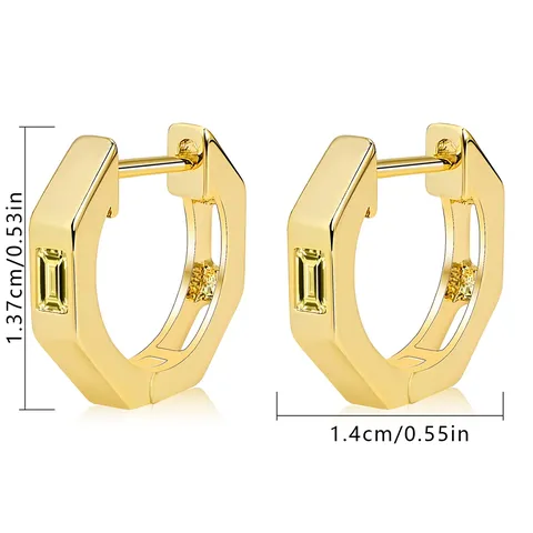 Plated Brass Europe and the United States INS Earrings Inlaid Rectangular Zirconia Ear - view 3