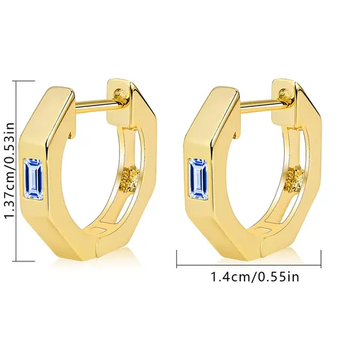 Europe and the United States INS Earrings Inlaid Rectangular Zirconia Ear - view 3