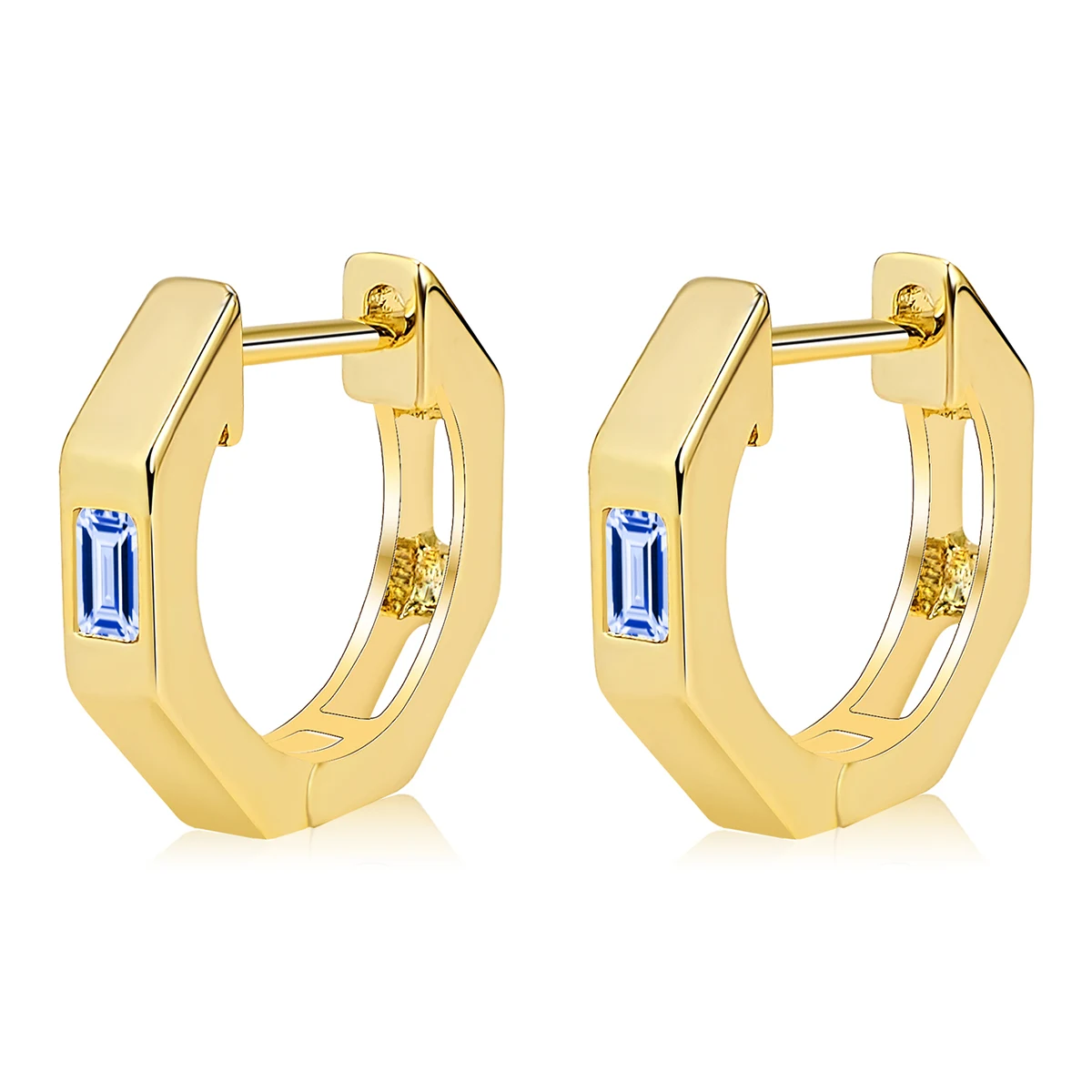 Europe and the United States INS Earrings Inlaid Rectangular Zirconia Ear made by BlueOne Jewelry