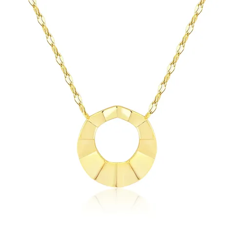 Europe and the United States Necklaces Wave Surface Round Pendant - Plated Brass jewelry made by BlueOne Jewelry