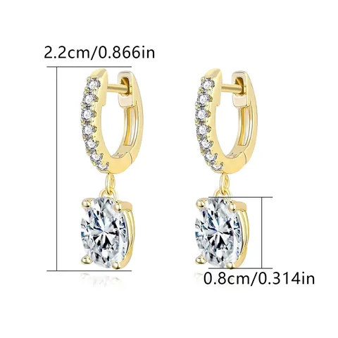 Europe and the United States Copper Plating Real Gold Inlaid 3A Drop Earrings - view 3