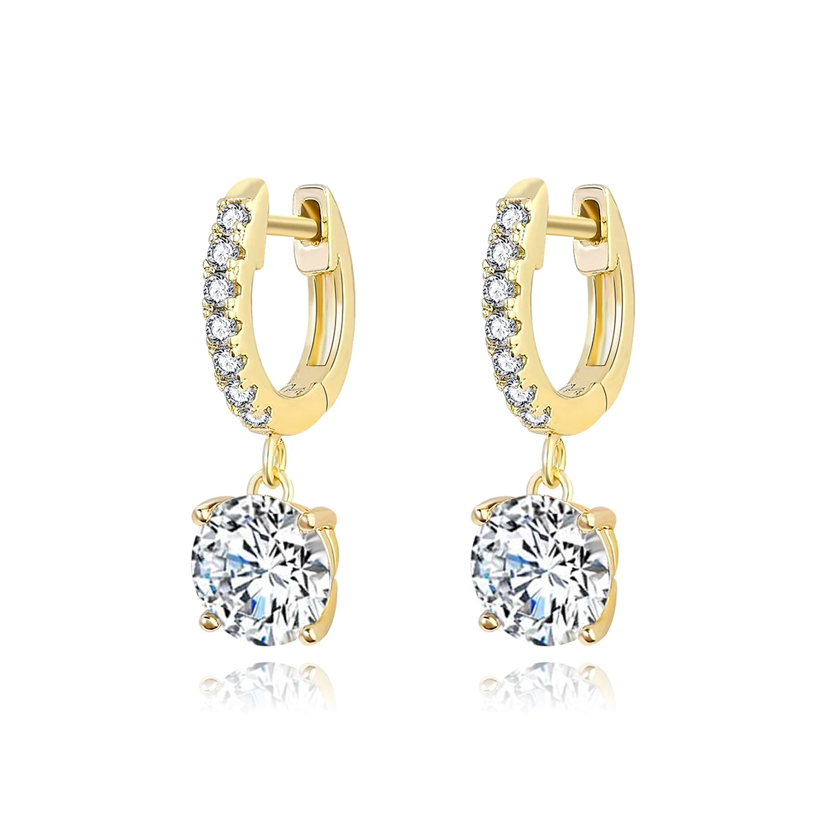 Cubic Zirconia Europe and the United States Copper Plating Real Gold Inlaid 3A Drop Earrings made by BlueOne Jewelry
