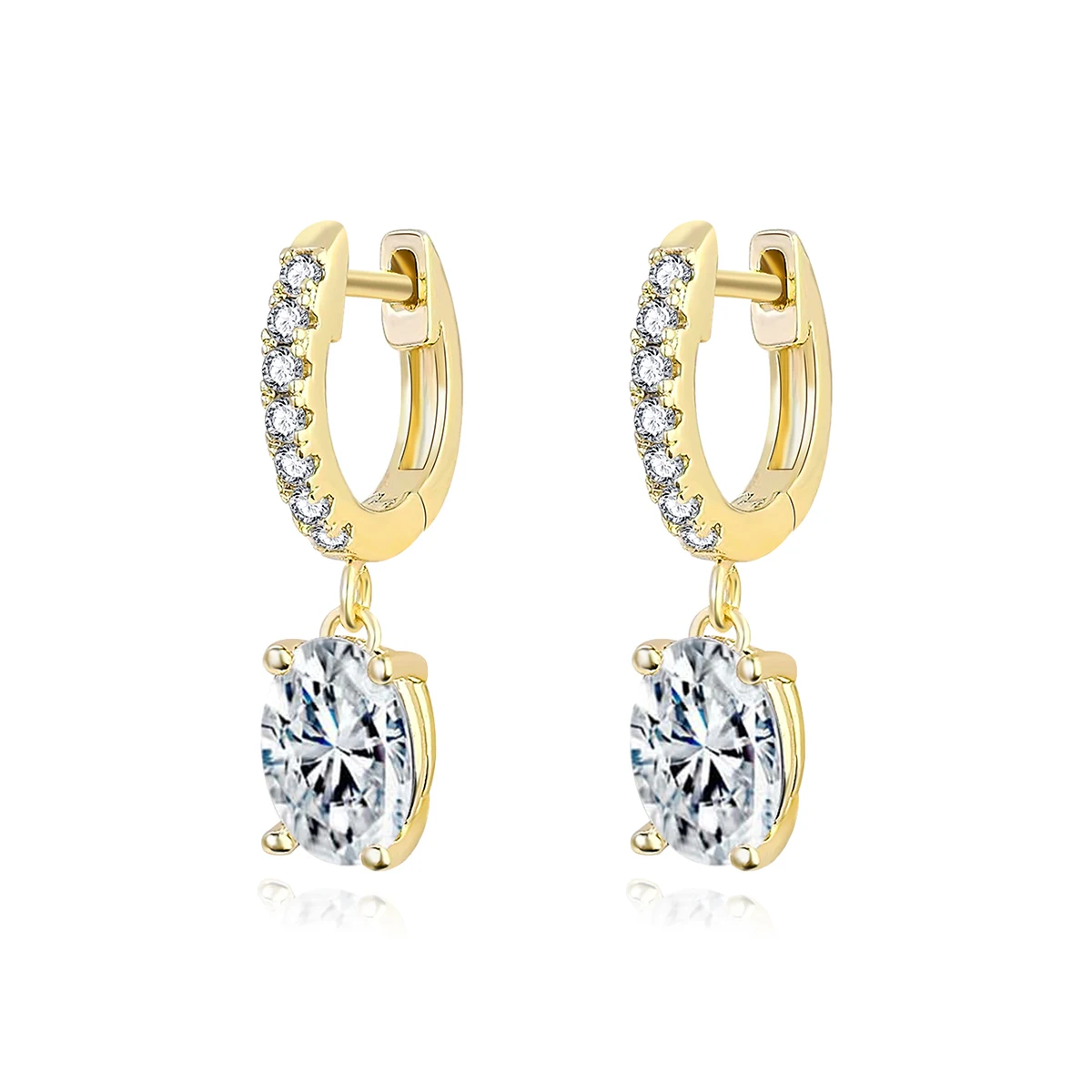 Europe and the United States Copper Plating Real Gold Inlaid 3A Drop Earrings made by BlueOne Jewelry