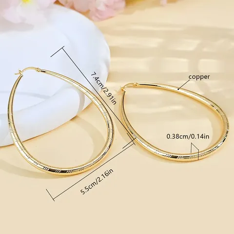 Plated Brass Europe and the United States Earrings Female Water Drop Geometric Ring - view 3