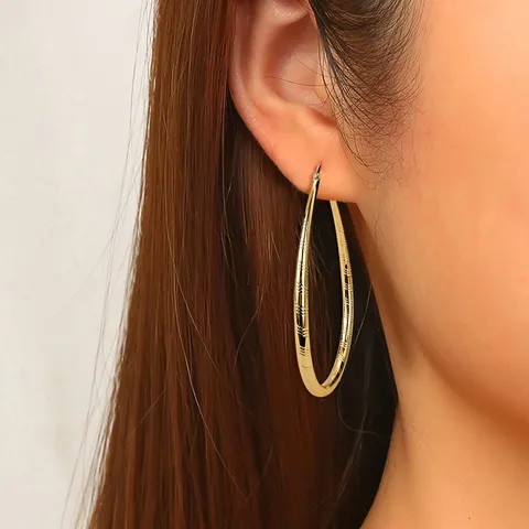 Plated Brass Europe and the United States Earrings Female Water Drop Geometric Ring - view 2