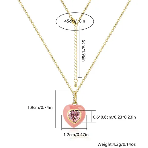 Plated Brass Europe and the United States Fashion Micro-set Zircon Drop Oil Small Pendant Necklace - view 3