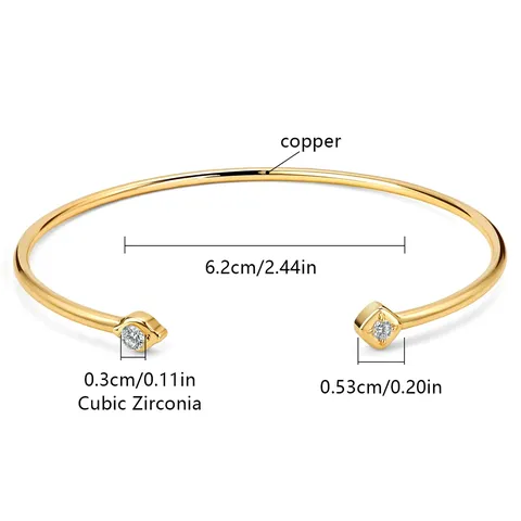 Europe and the United States Simple Versatile Open Bracelet Copper Gold-plated in 18K Gold Plated - view 3