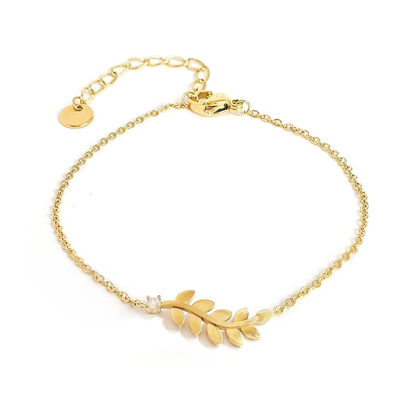 Europe and the United States Jewelry Fashion Gold Lucky Leaves Bracelet made by BlueOne Jewelry
