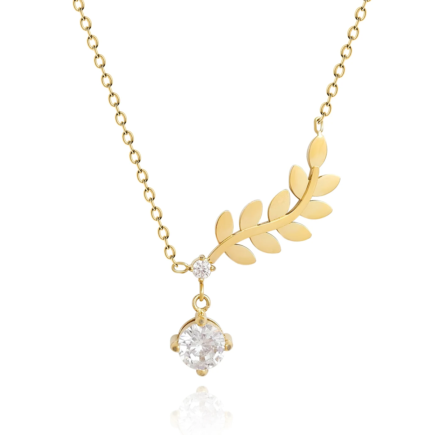 Europe and the United States Jewelry Fashion Gold Lucky Leaves Necklace made by BlueOne Jewelry