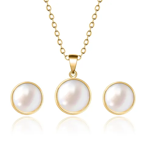 Europe and the United States Niche Fashion Quality Light Luxury Pearl Jewelry Set - Plated Brass jewelry made by BlueOne Jewelry