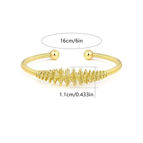 Europe and the United States Opening Titanium Steel Gold-plated Wire Bracelet - view 3