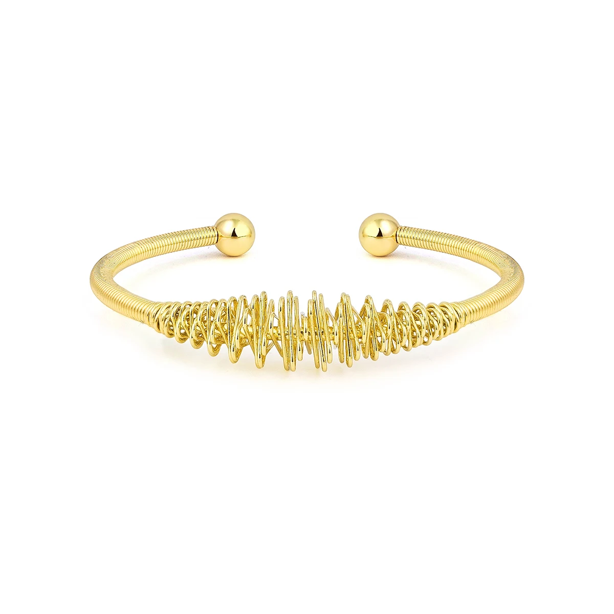Europe and the United States Opening Titanium Steel Gold-plated Wire Bracelet made by BlueOne Jewelry
