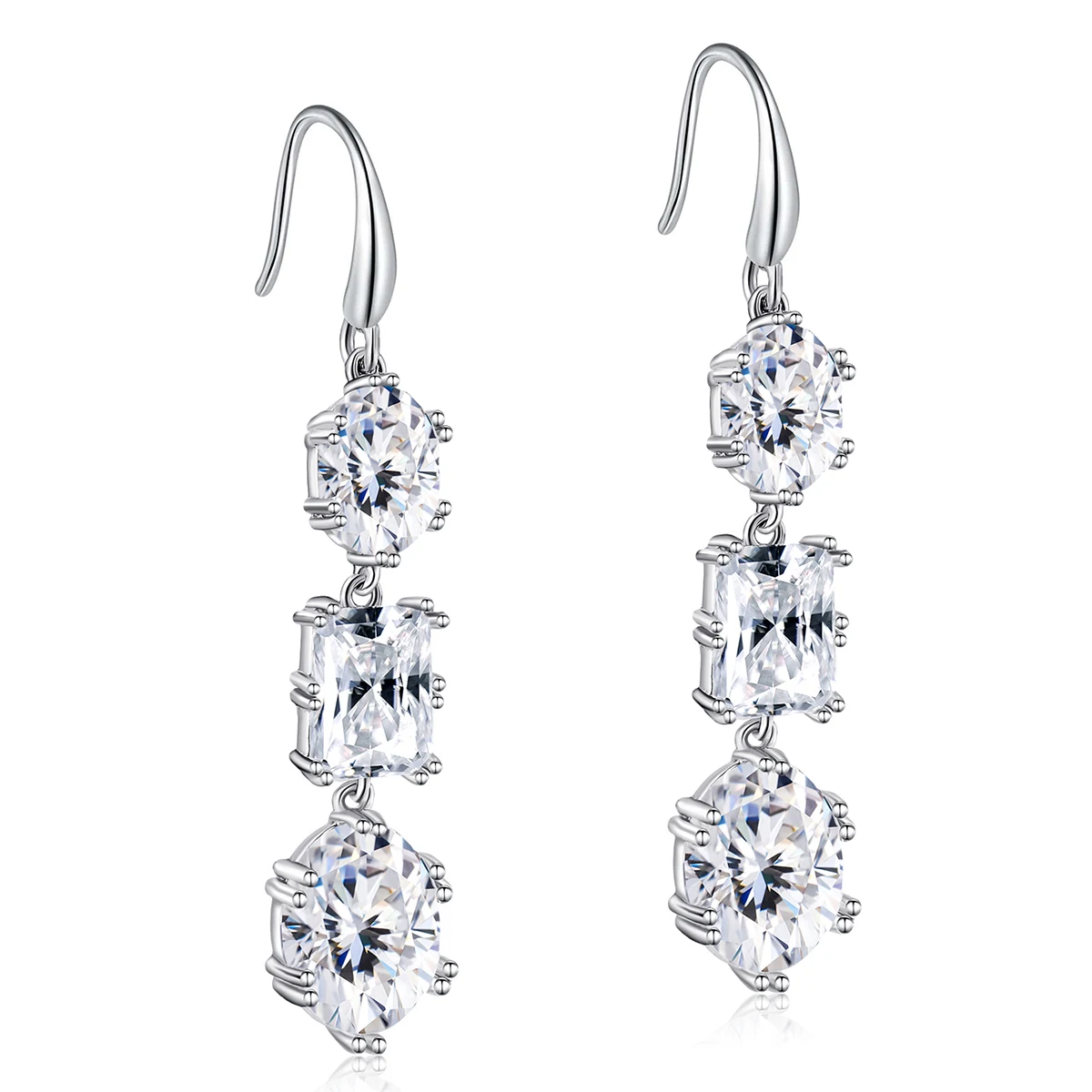 Europe and the United States Retro Personality Simple Geometric Round Zircon Earrings made by BlueOne Jewelry