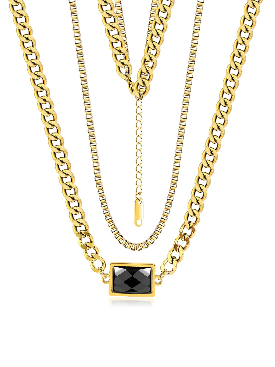 Europe and the United States Senior Retro Light Luxury Simple Rectangular Necklace made by BlueOne Jewelry