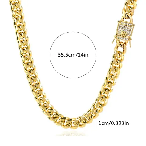 Europe and the United States Cuban Chain Men and Women Stainless Cuban Link Necklace - view 3