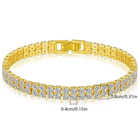 Europe and the United States Double Row Tennis Chain Bracelet Men - view 3