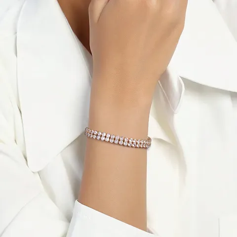 Europe and the United States Double Row Tennis Chain Bracelet Men - view 2