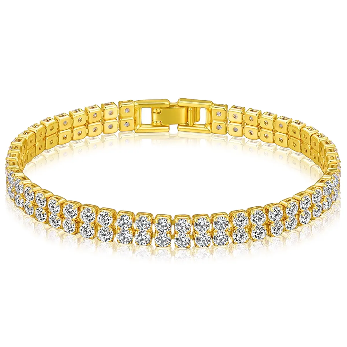 Europe and the United States Double Row Tennis Chain Bracelet Men made by BlueOne Jewelry