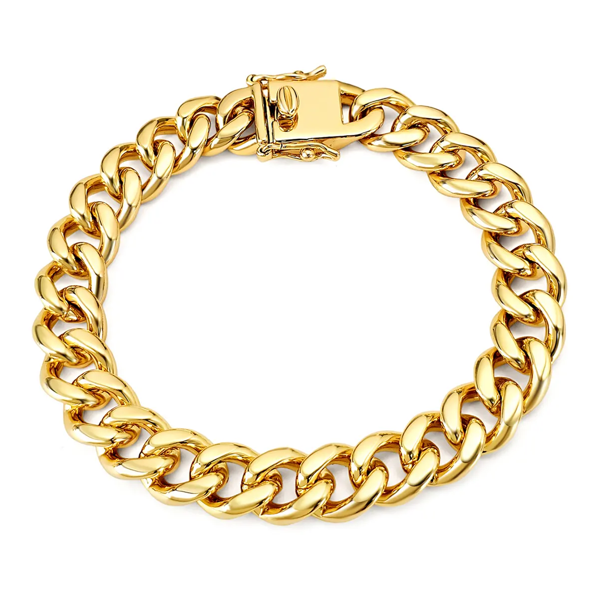 Europe and the United States Eight Buckle Titanium Steel Round Grinding Cuban Link Bracelet made by BlueOne Jewelry