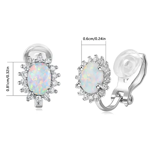 Europe and the United States Elegant Opal Ear Clip Female Simple Stud Earrings - view 3