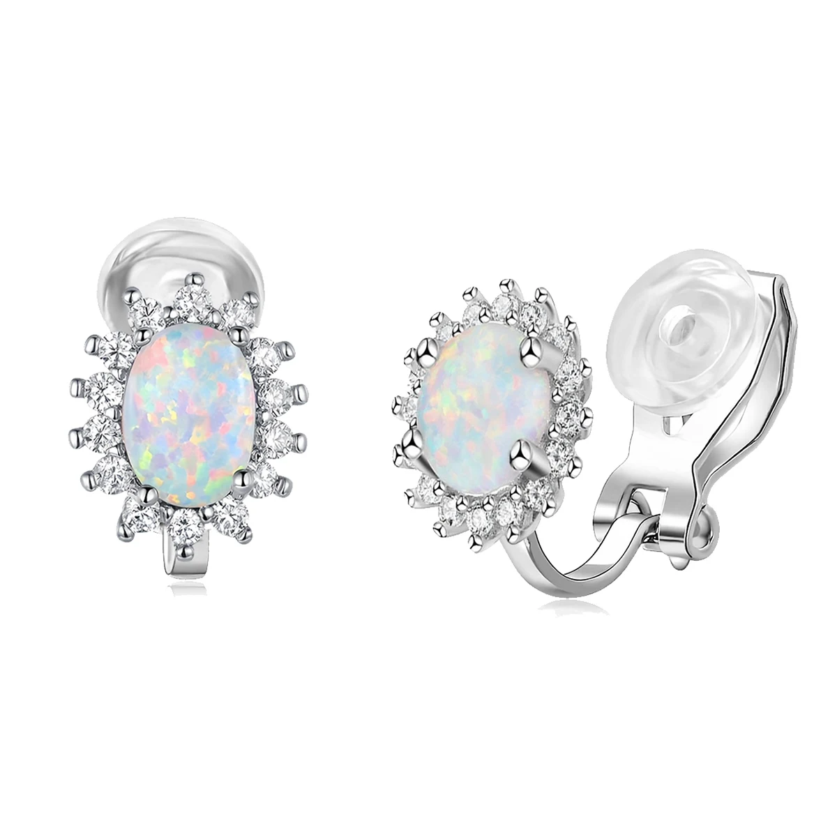 Europe and the United States Elegant Opal Ear Clip Female Simple Stud Earrings made by BlueOne Jewelry