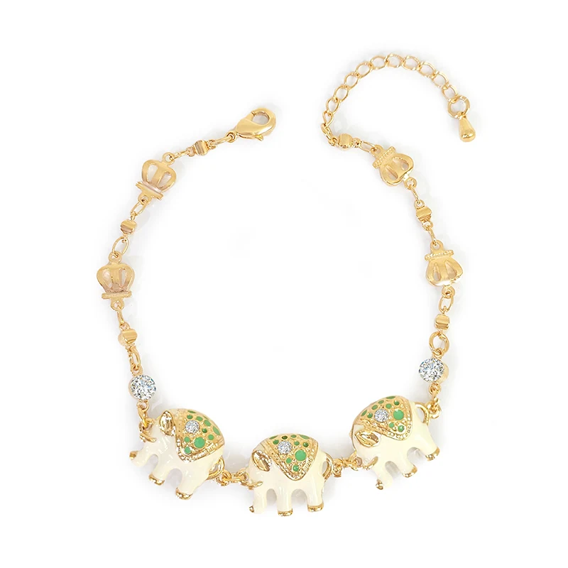 Europe and the United States Elephant Oil Drop with Diamond Bracelet - Style 1841 made by BlueOne Jewelry