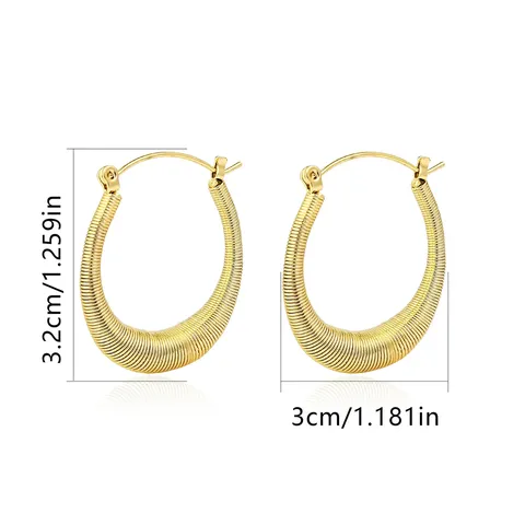 Europe and the United States Exaggerated Style Gold Color Round Spring Earrings - view 3