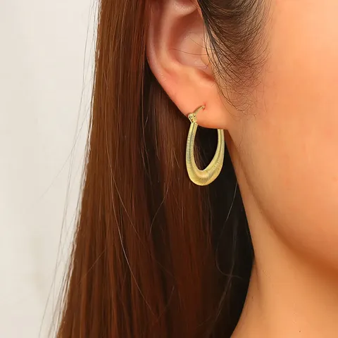 Europe and the United States Exaggerated Style Gold Color Round Spring Earrings - view 2