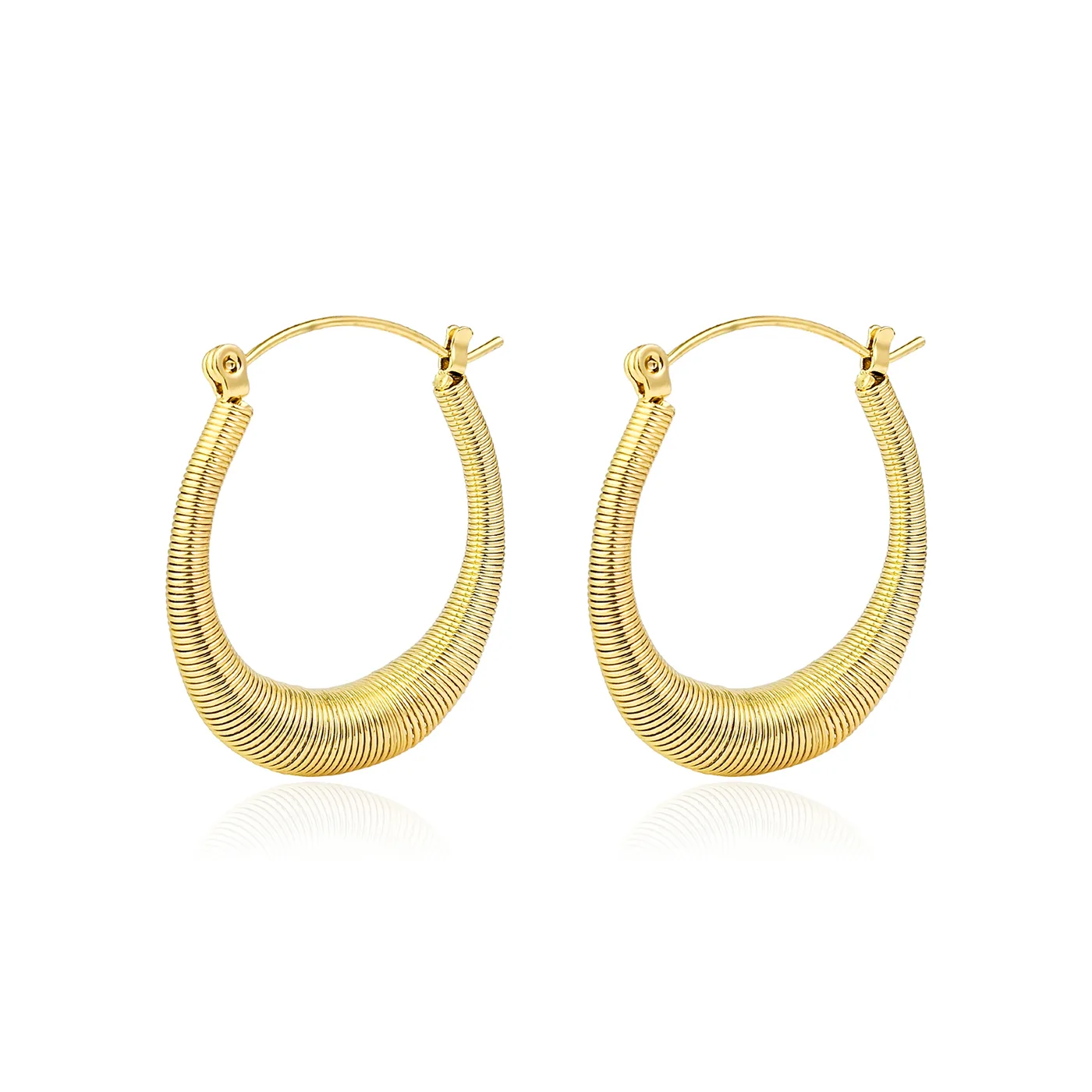 Europe and the United States Exaggerated Style Gold Color Round Spring Earrings made by BlueOne Jewelry