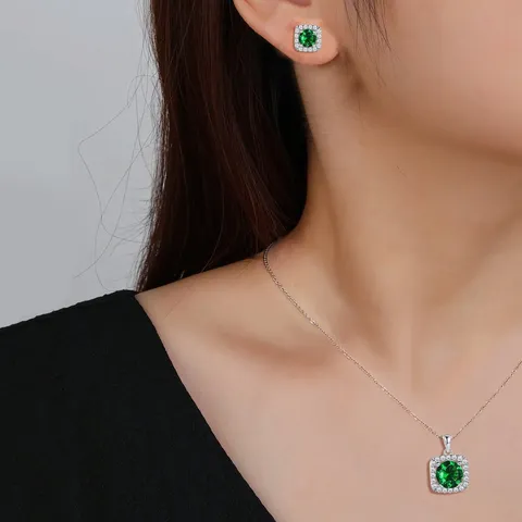 Europe and the United States Fashion 925 Sterling Silver Colorful Natural Jewelry Set - view 2