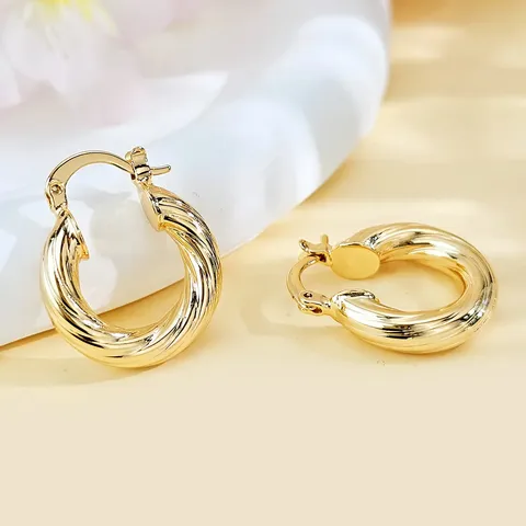 Plated Brass Europe and the United States Fashion Models Simple Thread Circle Earrings - Plated Brass jewelry made by BlueOne Jewelry