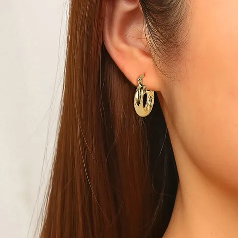 Plated Brass Europe and the United States Fashion Models Simple Thread Circle Earrings - view 2