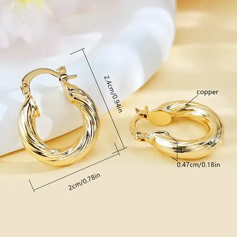 Plated Brass Europe and the United States Fashion Models Simple Thread Circle Earrings - view 3