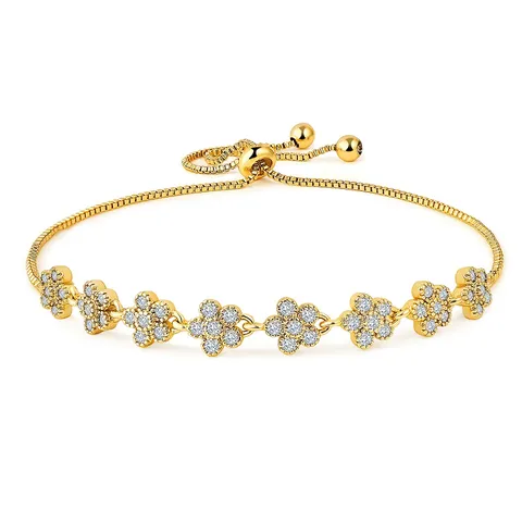 Europe and the United States Fashion Geometric Crystals Adjustable Flow Bracelet - Plated Brass jewelry made by BlueOne Jewelry