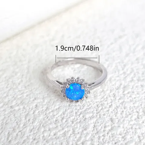 Europe and the United States Fashion Blue Opal Ring Personalized Charm - view 3