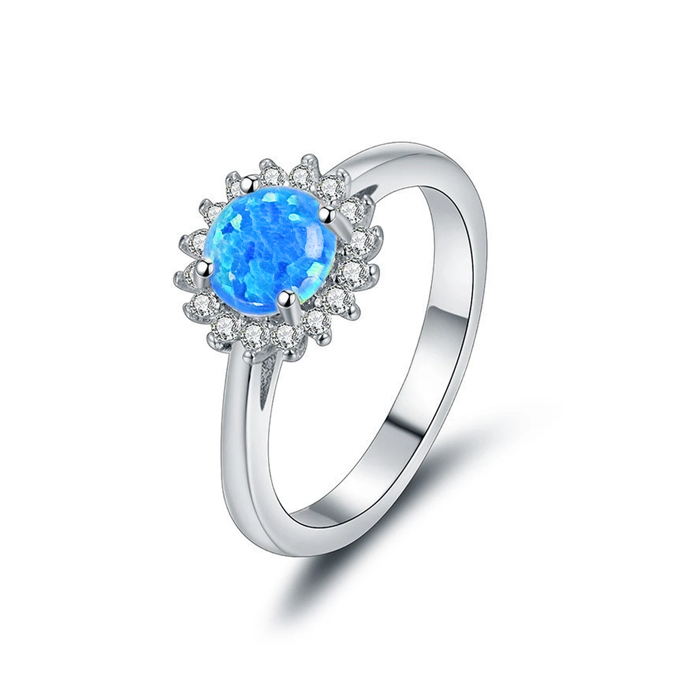 Europe and the United States Fashion Blue Opal Ring Personalized Charm made by BlueOne Jewelry