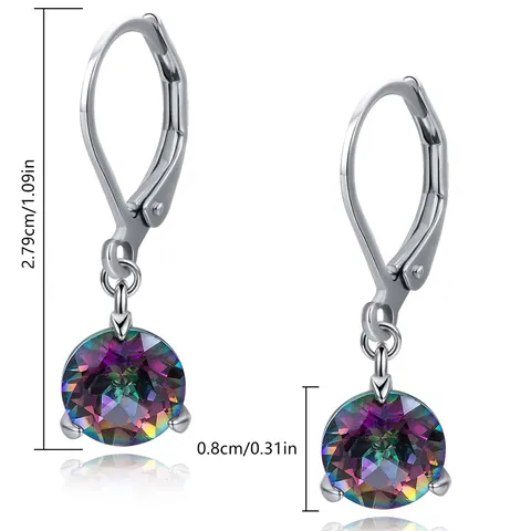 Europe and the United States Fashion Round Rainbow Square Crystal Zircon Drop Earrings - view 3