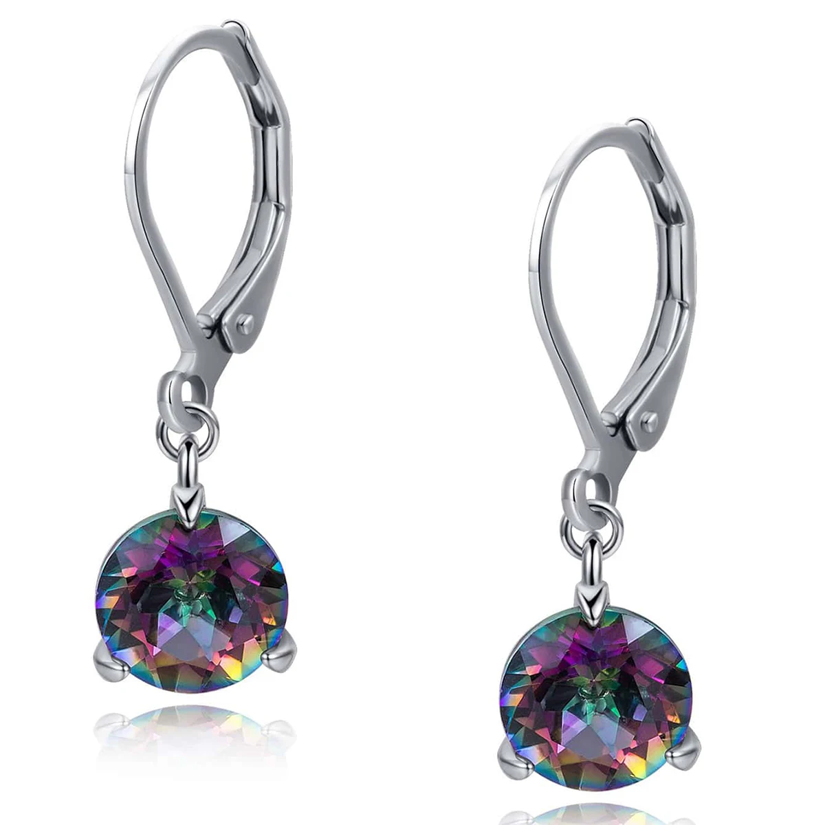 Europe and the United States Fashion Round Rainbow Square Crystal Zircon Drop Earrings made by BlueOne Jewelry