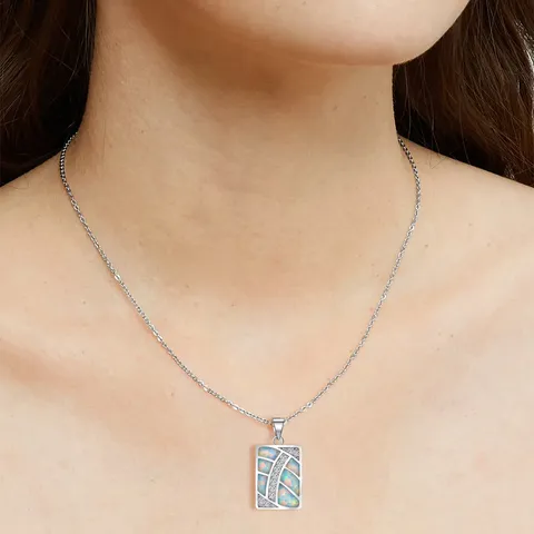 Europe and the United States Fashion Opal Men Rectangular Pendant Jewelry Pendant Necklace - view 2