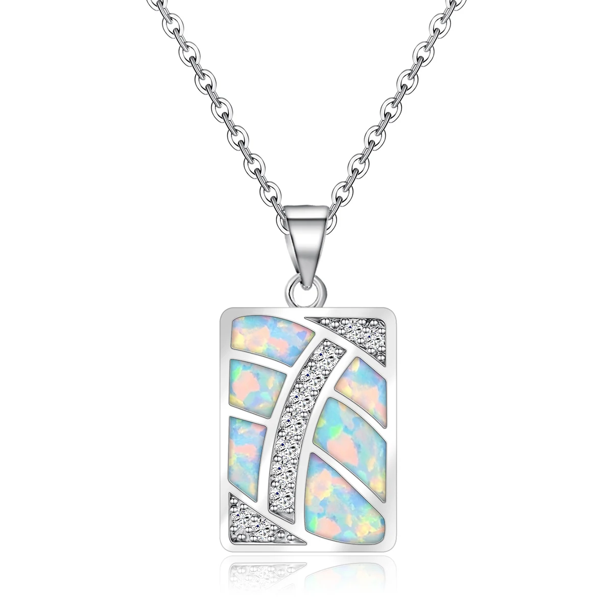 Europe and the United States Fashion Opal Men Rectangular Pendant Jewelry Pendant Necklace made by BlueOne Jewelry