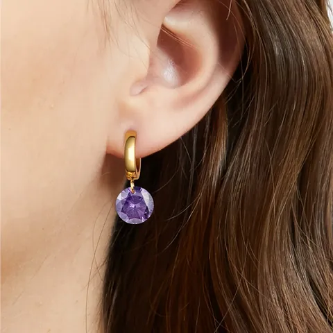 Europe and the United States Fashion Round Zirconia Earrings Stainless Steel - view 2
