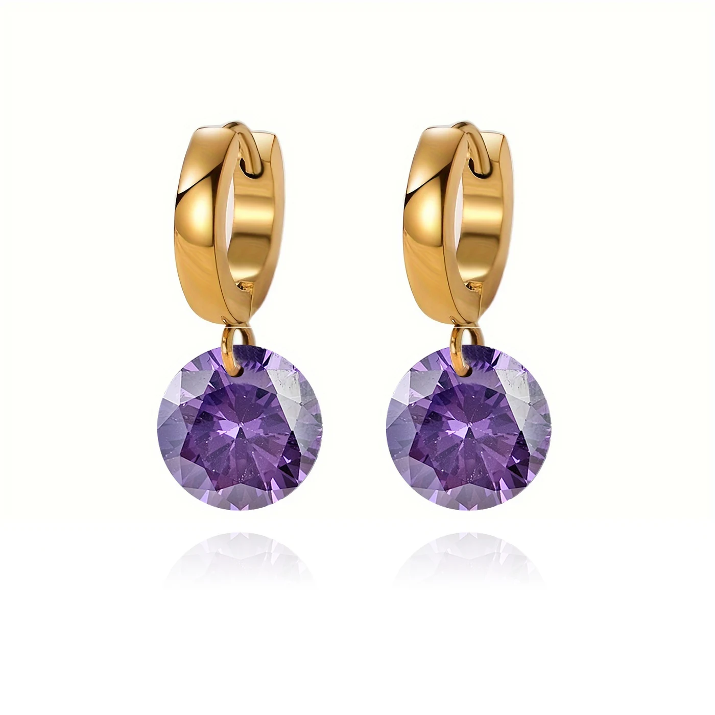 Europe and the United States Fashion Round Zirconia Earrings Stainless Steel made by BlueOne Jewelry
