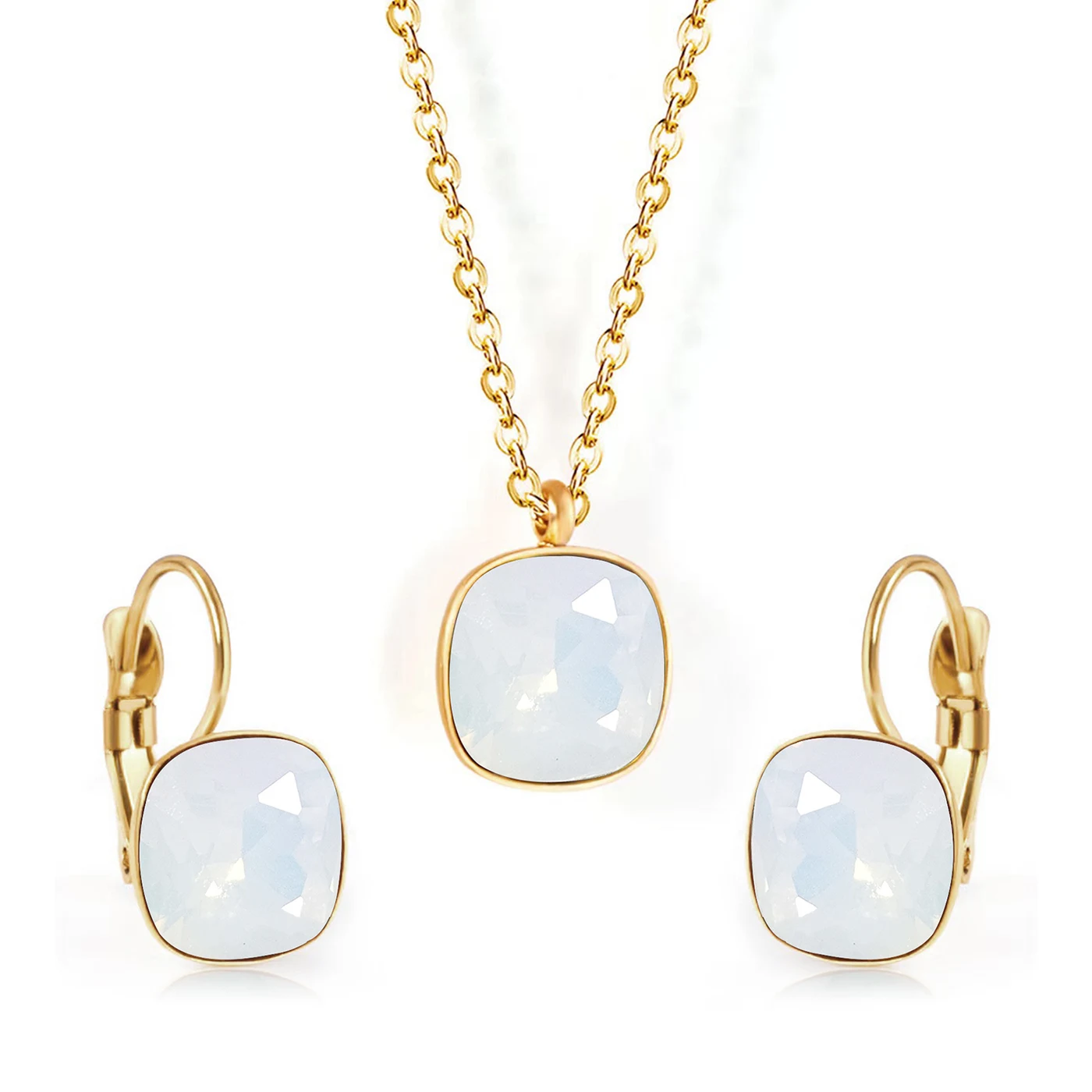 Europe and the United States Fashion Simple Temperament Square Zirconia Necklace Jewelry Set - Style 3295 made by BlueOne Jewelry