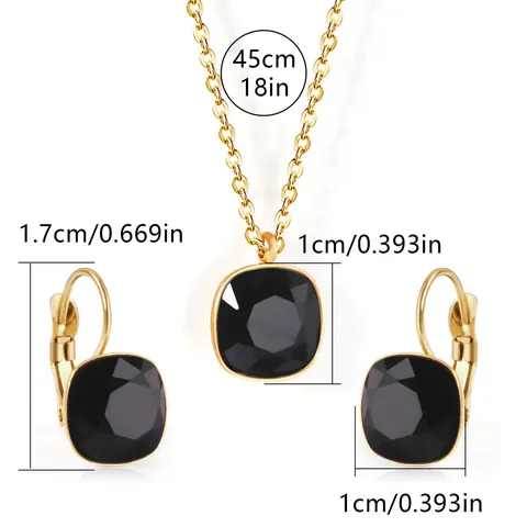 Europe and the United States Fashion Simple Temperament Square Zirconia Necklace Jewelry Set - Style 3296 - view 3