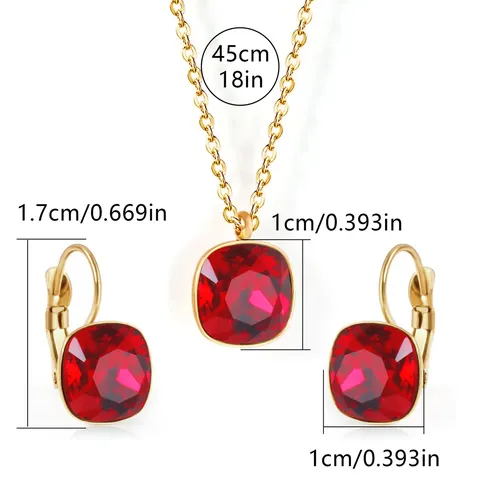 Minimalist Europe and the United States Fashion Simple Temperament Square Zirconia Necklace Jewelry Set - view 3