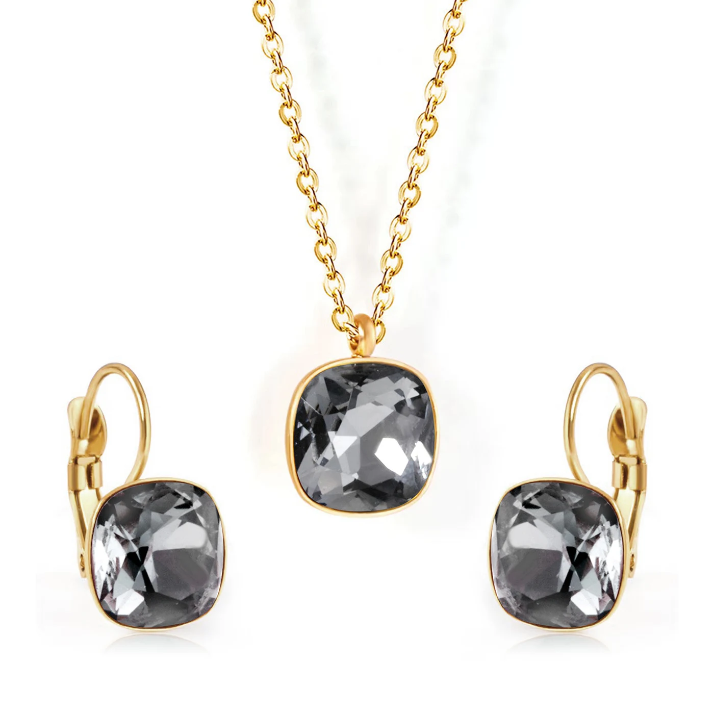 Europe and the United States Fashion Simple Temperament Square Zirconia Necklace Jewelry Set - Style 3257 made by BlueOne Jewelry