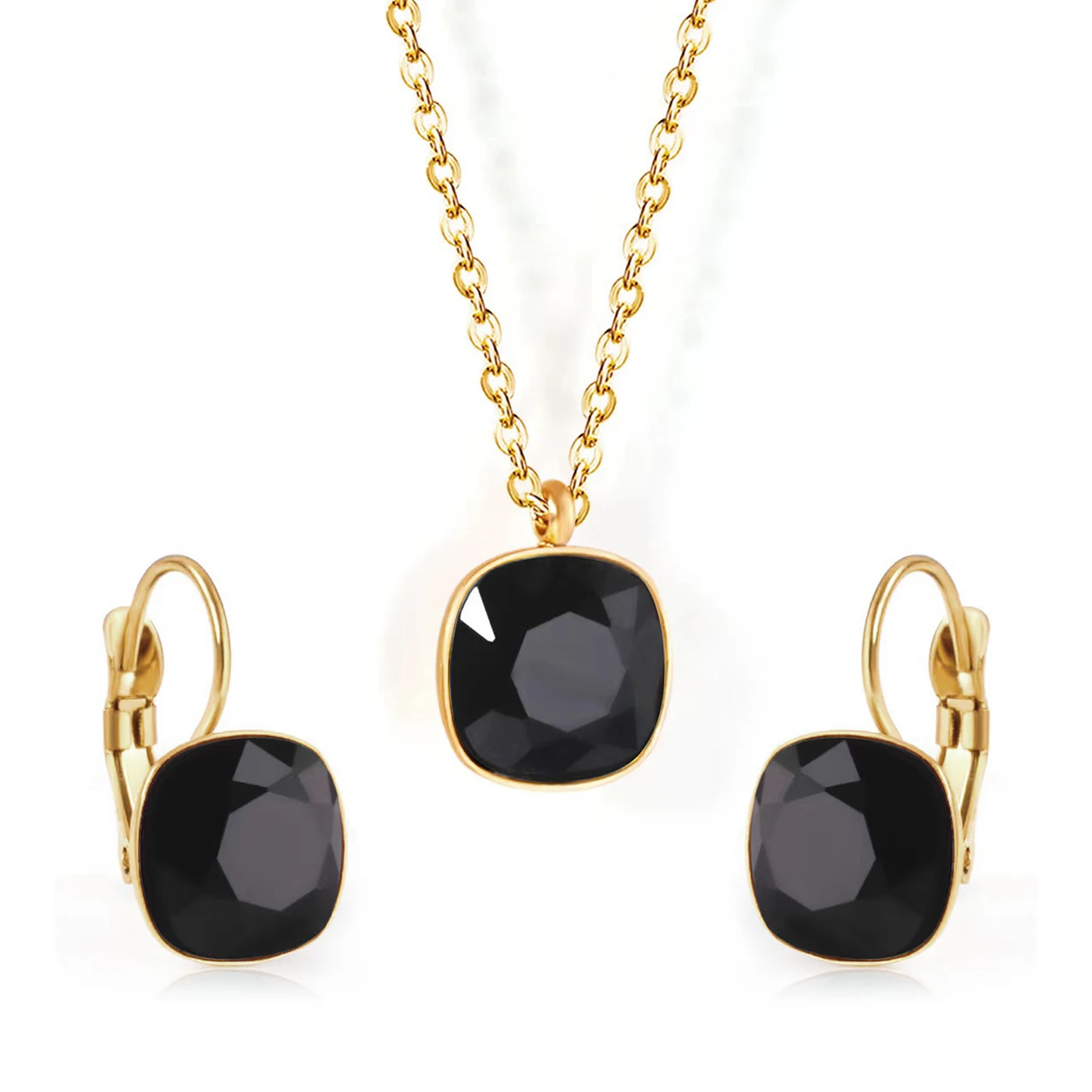 Europe and the United States Fashion Simple Temperament Square Zirconia Necklace Jewelry Set - Style 3296 made by BlueOne Jewelry